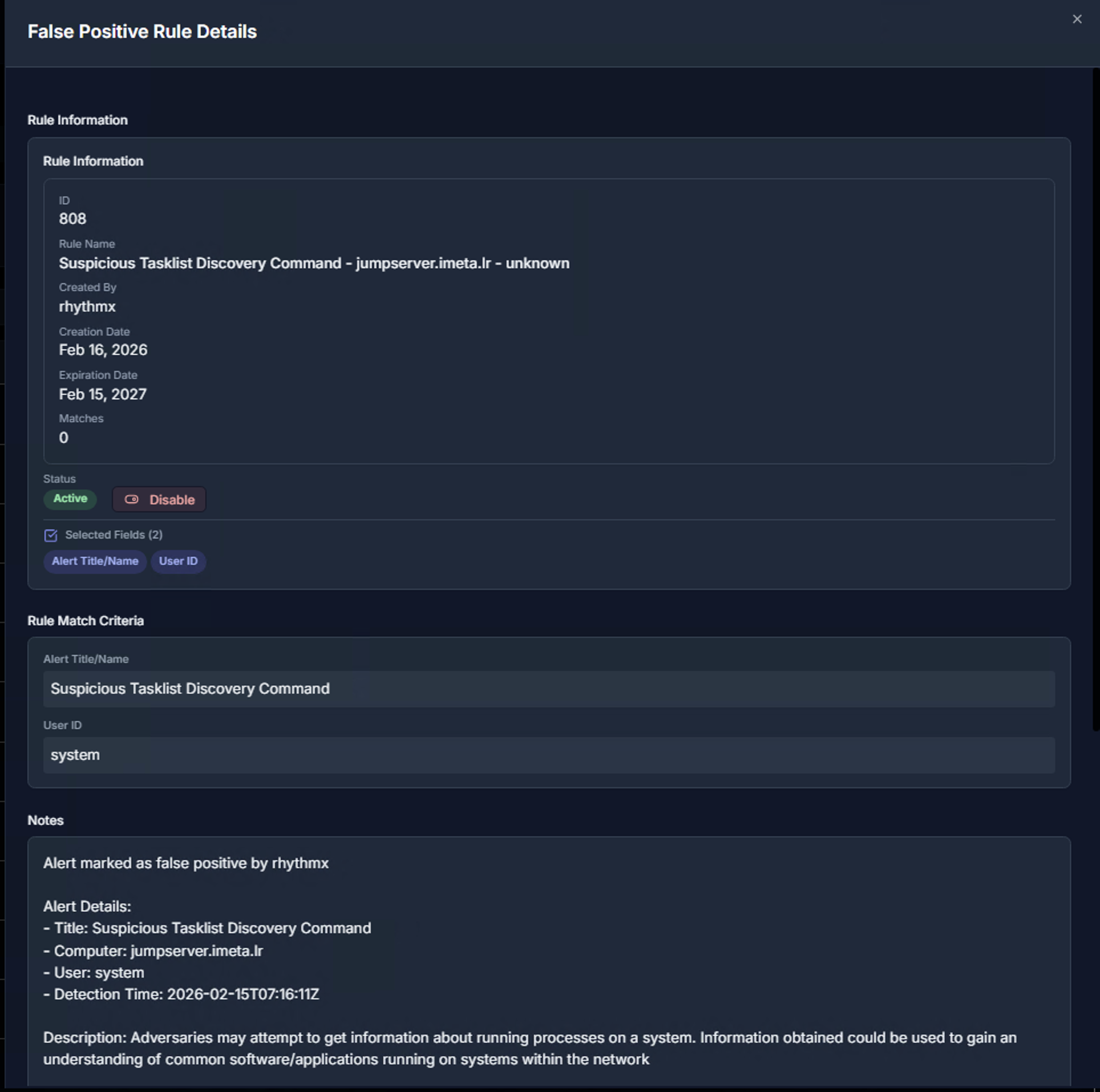 Rule Details — Rule Information