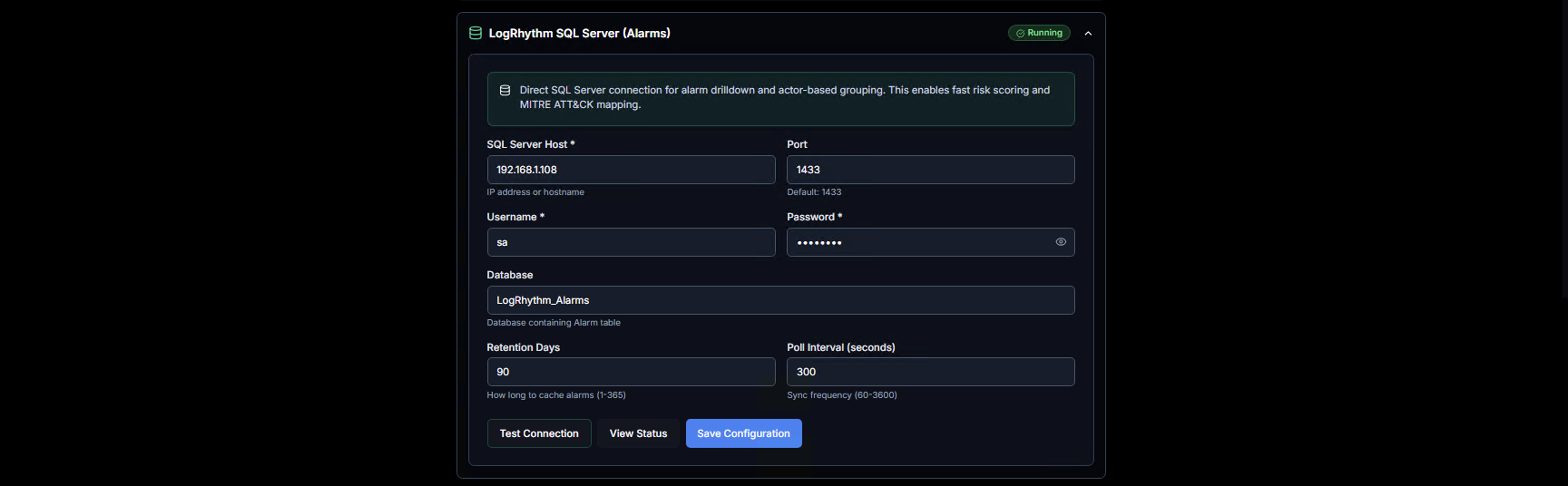 LogRhythm SQL Server